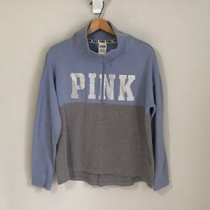 PINK by Victoria Secret, Blue and Gray 1/4 zip jacket sweatshirt, size medium